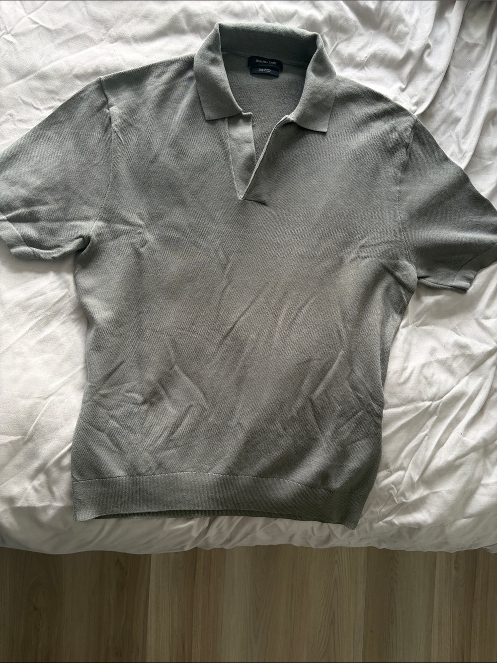 Massimo Dutti Short-Sleeve Polo in Sage